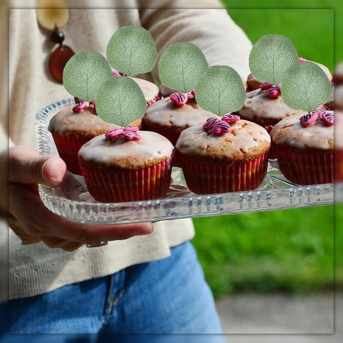 Miniatura 3 de HOKPA 200 hojas artificiales de eucalipto, hojas verdes falsas a granel para corona de boda, guirnalda de boda, boutonnieres, baby shower, pastel,