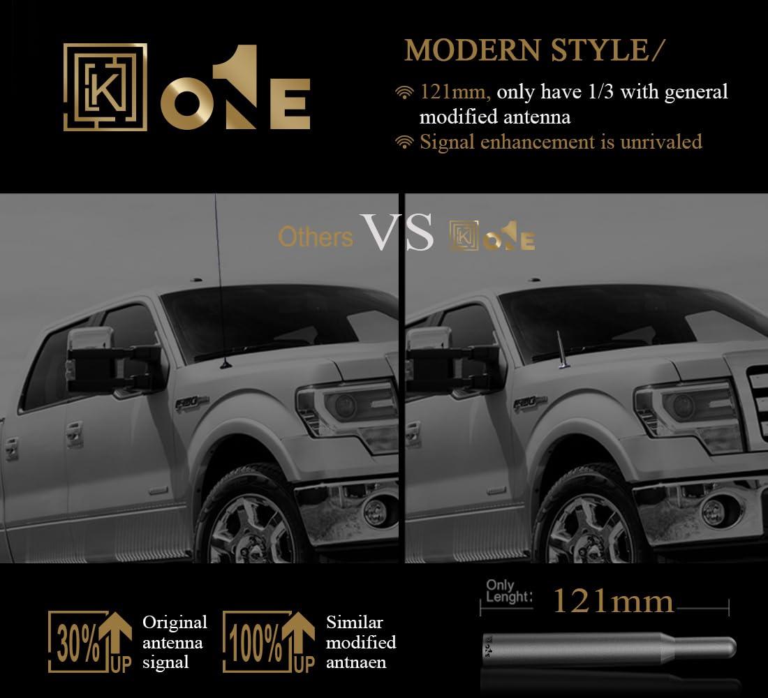 KEYO1E Short Antenna Compatible with 2007-2025 Chevy Silverado 1500/4.8 Inches Antenna Replacement/for Optimized FM AM Reception - Chevy Silverado 1500 Accessories