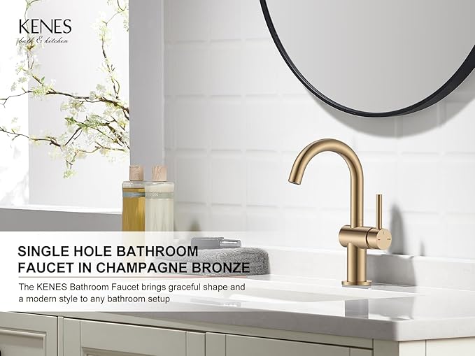 Grifería Lavamanos Monocomando 1 Hueco Acabado Champagne Bro miniatura 4