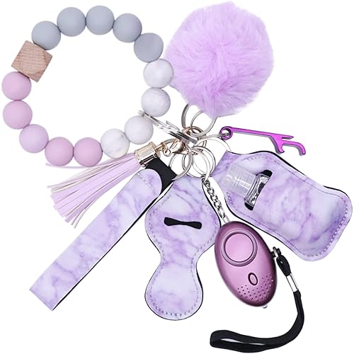 CHPITOS Keychains Set for Women Protection, 9PCS Bead Keychain Bracelet Full Set, Self Protection Key Ring Set