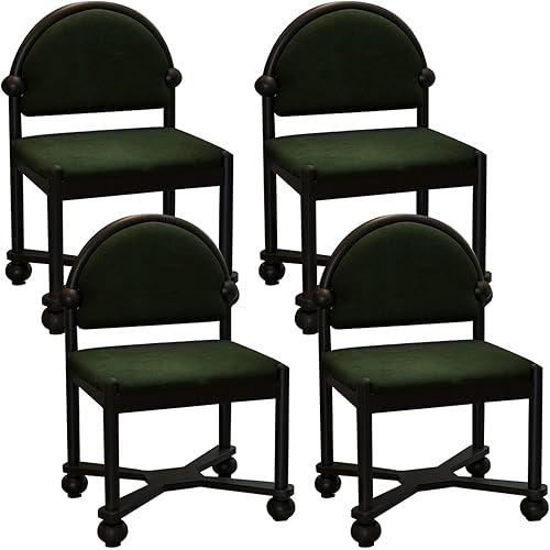 Miniatura 17 de JKGHK Wooden Dining Chairs, Home Dining Room Kitchen Chairs, Fabric Upholstered Kitchen Side Chair, Retro Curved Backrest Living Room Chair for