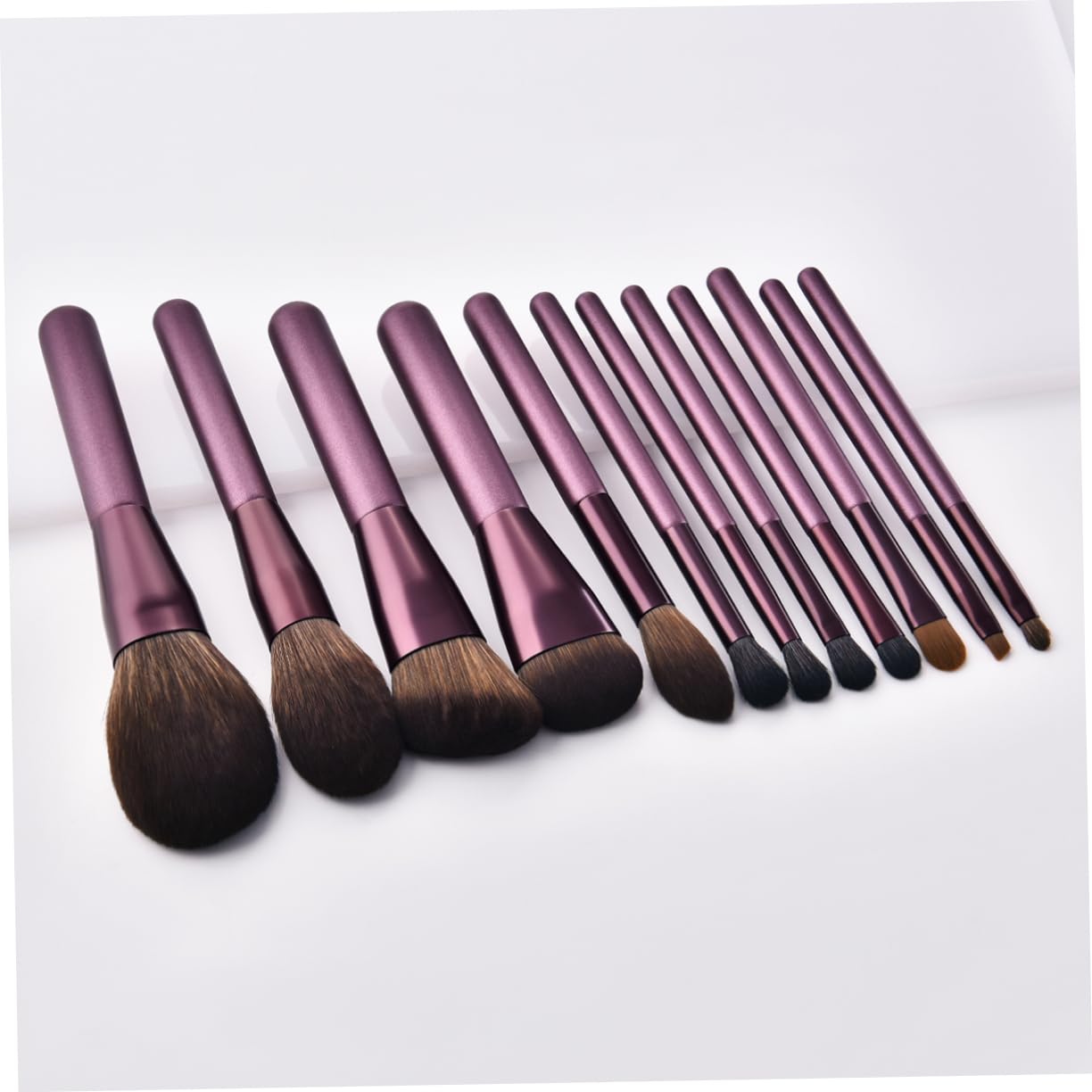 Set di Pennelli per Make-up 12 Pezzi T-12-063 in Nylon e Legno | Uso Quotidiano e Professionale, Finitura Porpora, Presa Facile, Risultato Uniforme, per Donna e Fidanzata