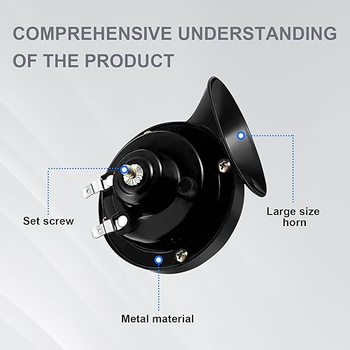 Miniatura 4 de Augeny Bocina de caracol eléctrica de 12 V resistente al agua de 300 dB, repuesto de bocina de tono alto y bajo, accesorios universales para