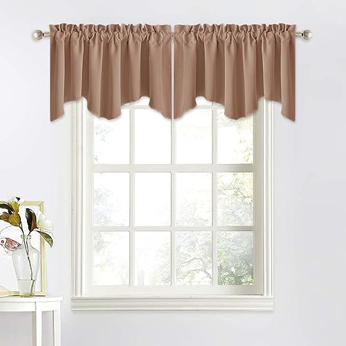 NICETOWN Cenefas opacas - Cortinas cortas de 52 pulgadas de ancho por 18 pulgadas de alto cenefa con bolsillo para barra para sótanococinadormitorio