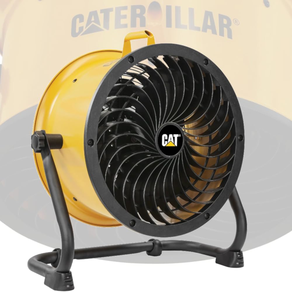 CAT Ventilatore da Pavimento HVD14AC Ø 35 cm 120W 4 Velocità 27 m³/min 3 Pale in Alluminio Orientabile Montaggio a Parete Maniglia Integrata Uso Domestico e Professionale