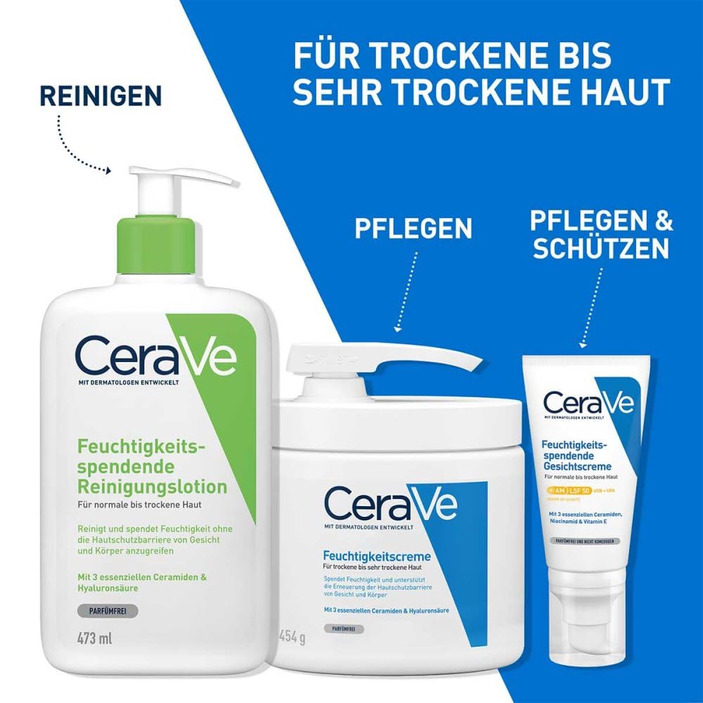 Crema Idratante CeraVe per Pelli da Secche a Molto Secche con Ceramidi e Acido Ialuronico - Flacone da 473 ml