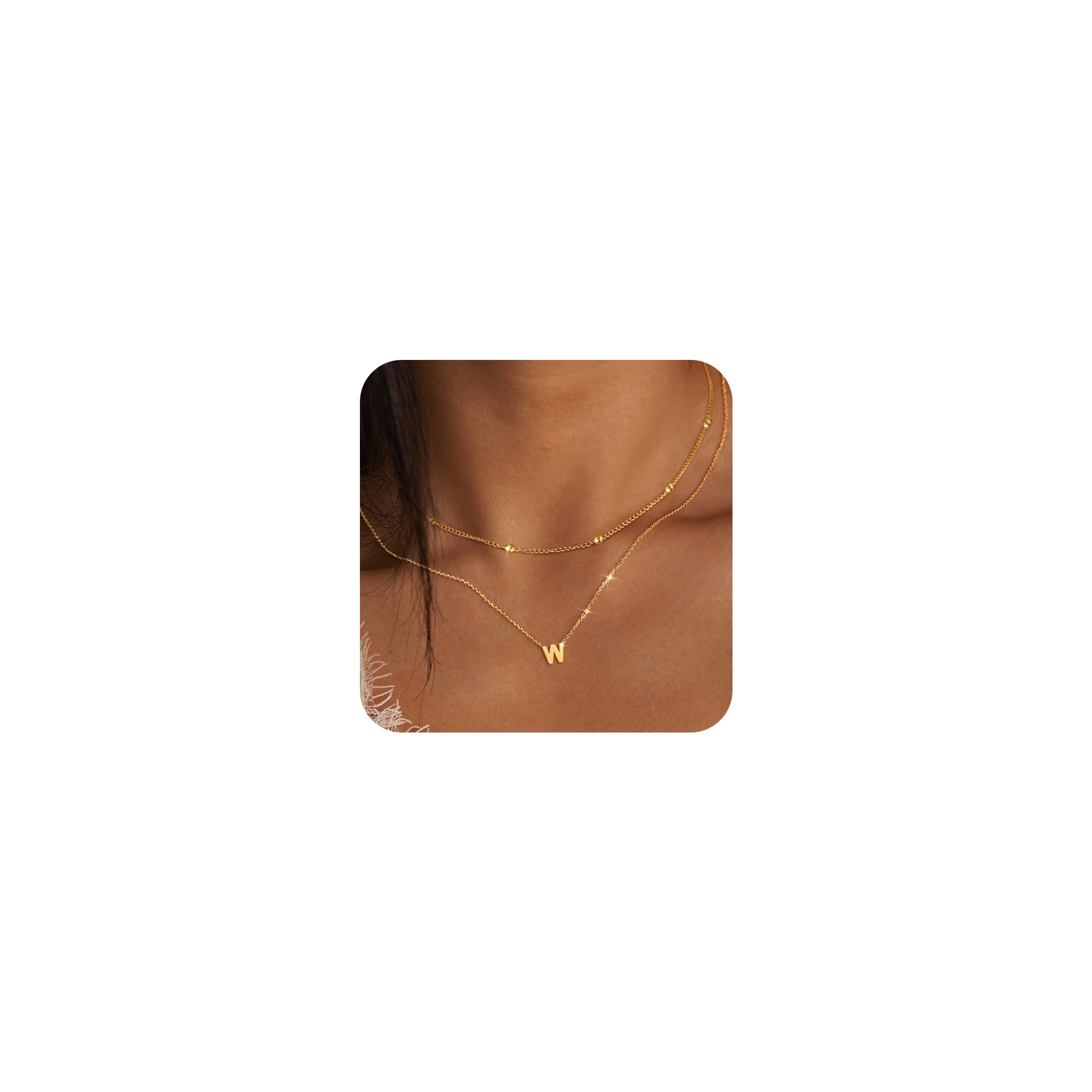 Mehrschichtige Initialen-Halsketten für Frauen, 14-Karat-Gold-Buchstabenanhänger, mehrschichtige Halskette 26 Großbuchstaben AZ für Frauen und Mädchen, Schmuck
