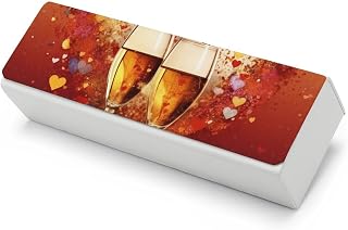 Hard Shell Eyeglasses Cases for Women, Portable Protector Sunglasses Box for Men, Lightweight Glasses Case for Travel, Colorful Heart Champagne Eyeglass Boxs with Cleaning Cloth