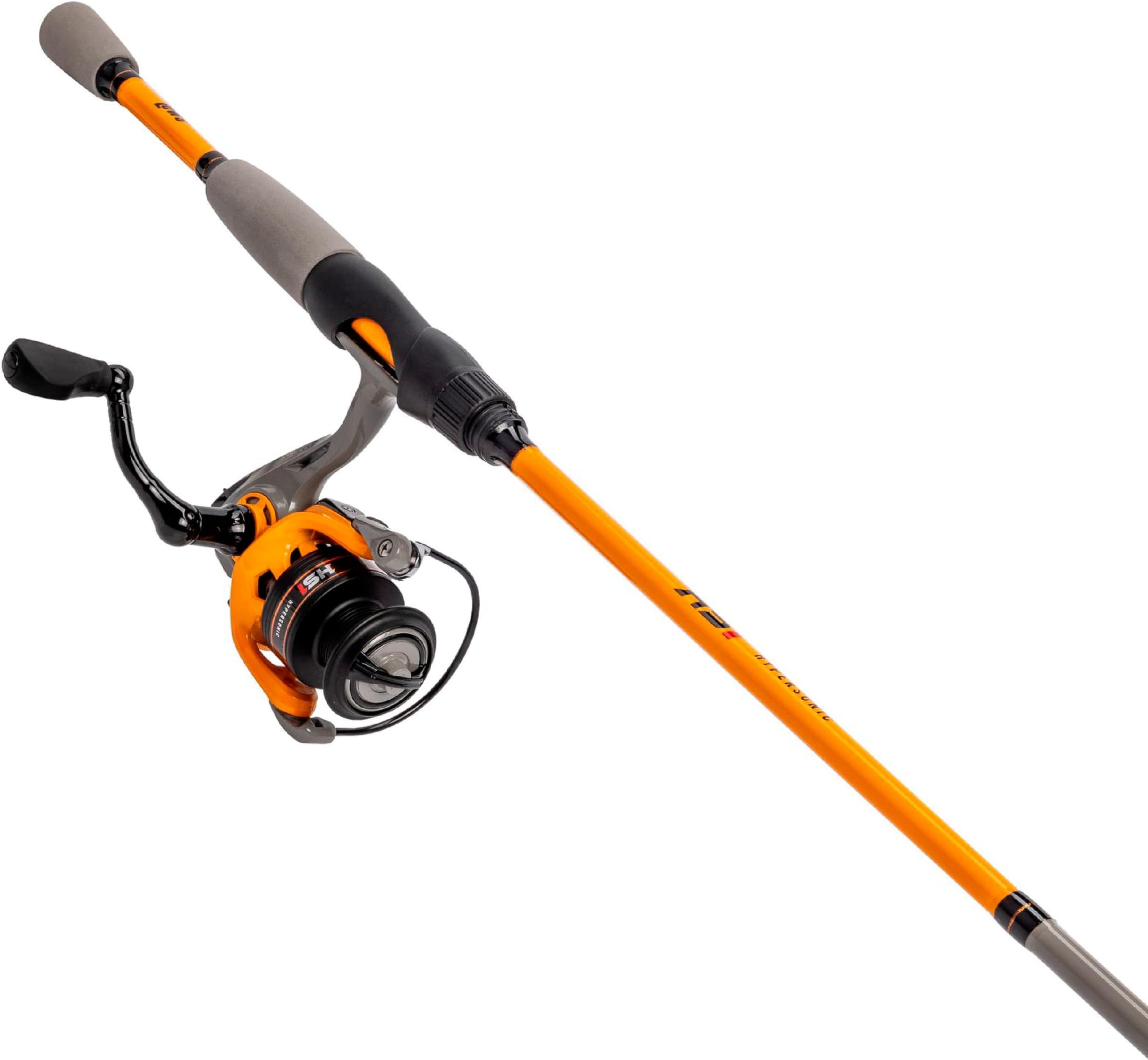 Lew’s Hypersonic Spinning Reel and Fishing Rod Combo, IM6 Graphite Rod with Fast Action, 3+1 Bearings, 5.1:1 Gear Ratio, Speed Lube, Orange/Gray