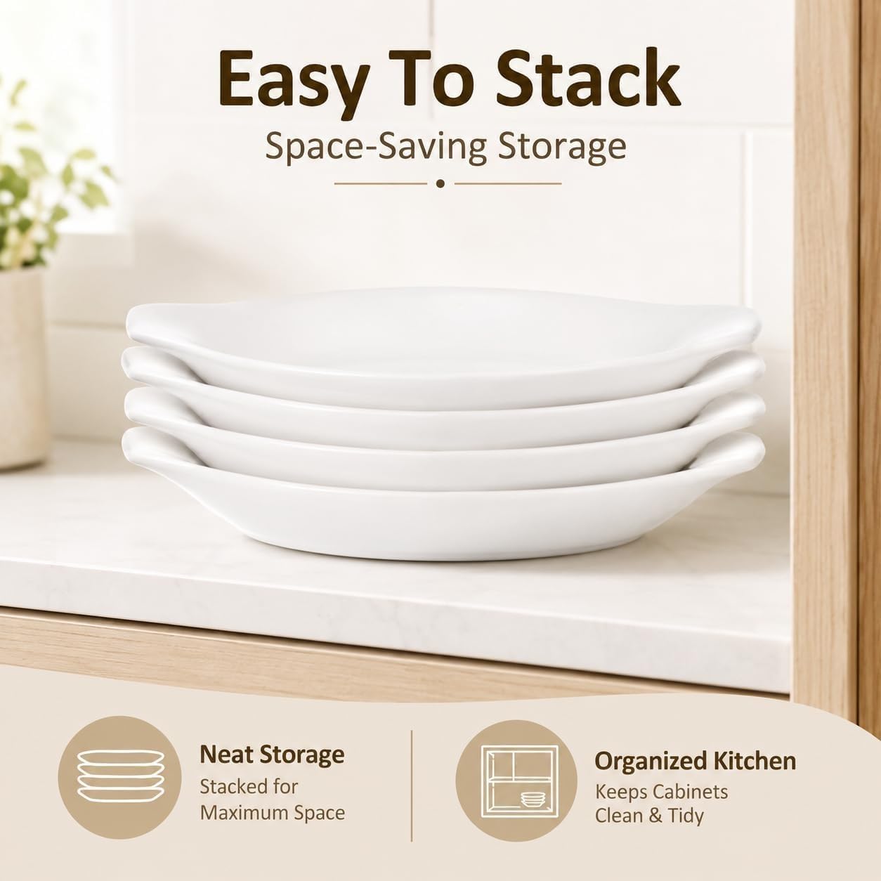Oval Au Gratin Baking Dishes Set of 4, Ceramic, 20.3 x 10.2 cm