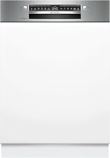 Bosch SMI4ETS08E, Serie 4, Smarter Geschirrspüler Teilintegriert 60 cm, Besteckkorb, Spülmaschine mit Programmassistent, sehr Leise, Oberkorb höhenverstellbar, Automatische Türöffnung, Edelstahl