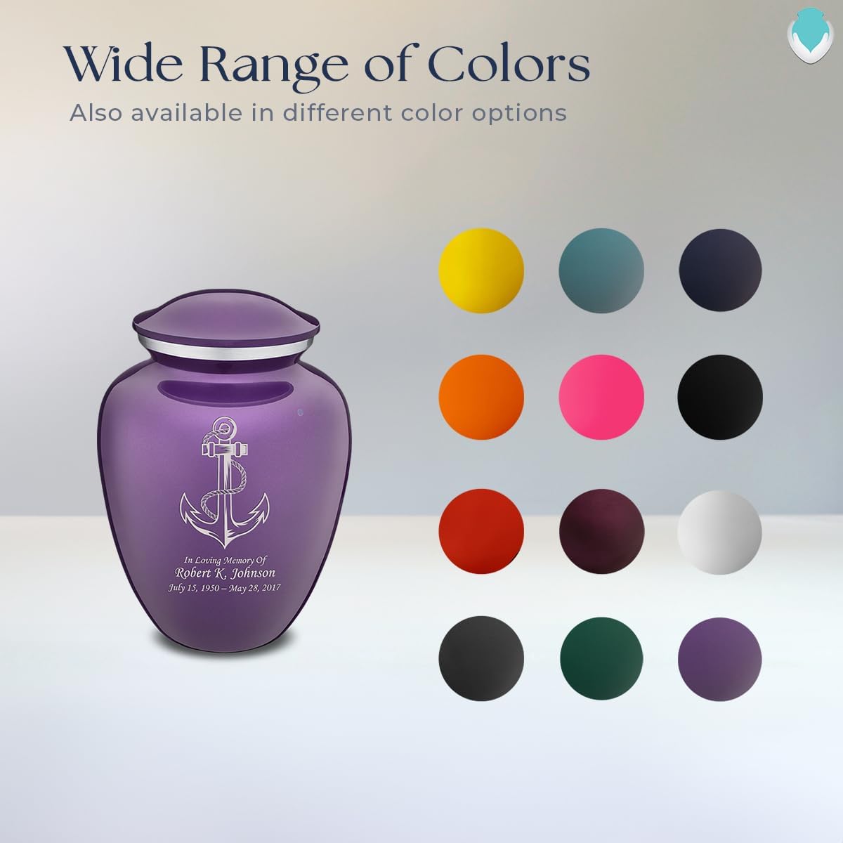 Geturns - Small Personalized Anchor Cremation Urns for Human Ashes I Purple Funeral Urn for Men and Women I Holds up to 44 Cubic Inches