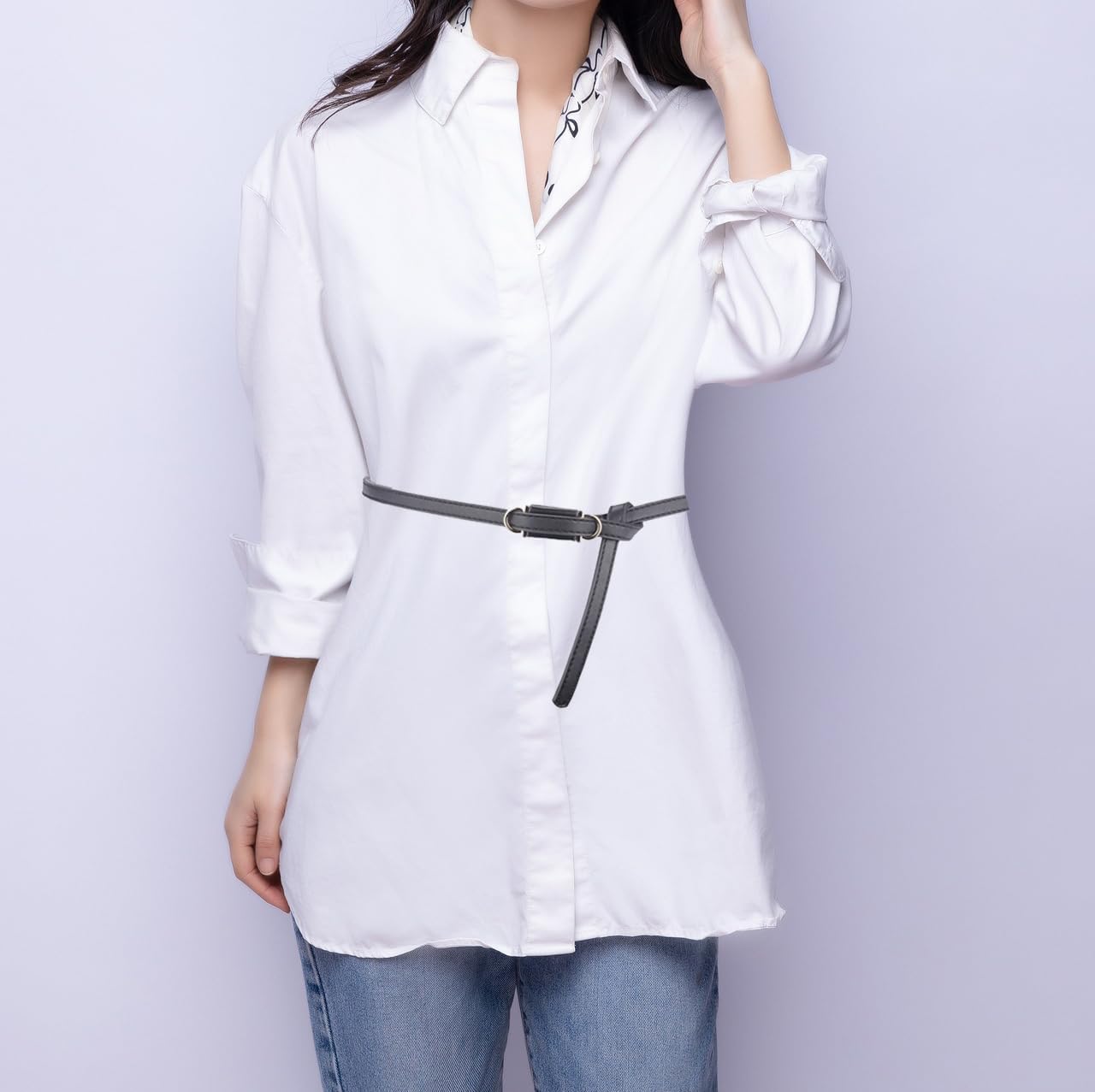 COTIM COYIN Women's Fashion Leather Skinny Belt, Thin Waist Belt for Dresses - Image 8