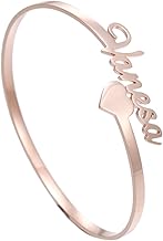 Artisans Crafted RoiDes Arts Custom Name Cuff Bangle Bracelet Women Personalized Open Bangle For Female Cute Ladies (Rose Gold Plated)