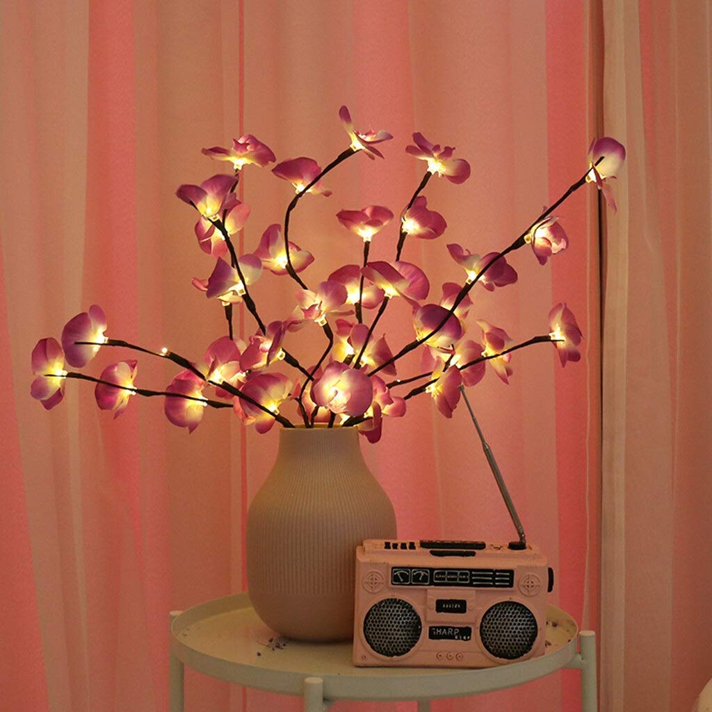 Joys 3D Night Light LED Willow Branch Lamp Battery Powered Natural Floral Tall Vase Filler Willow Twig Lighted Branch for Home Decoration 123 (Emitting Color : Warm-Purple) (Color : Warmpurple)