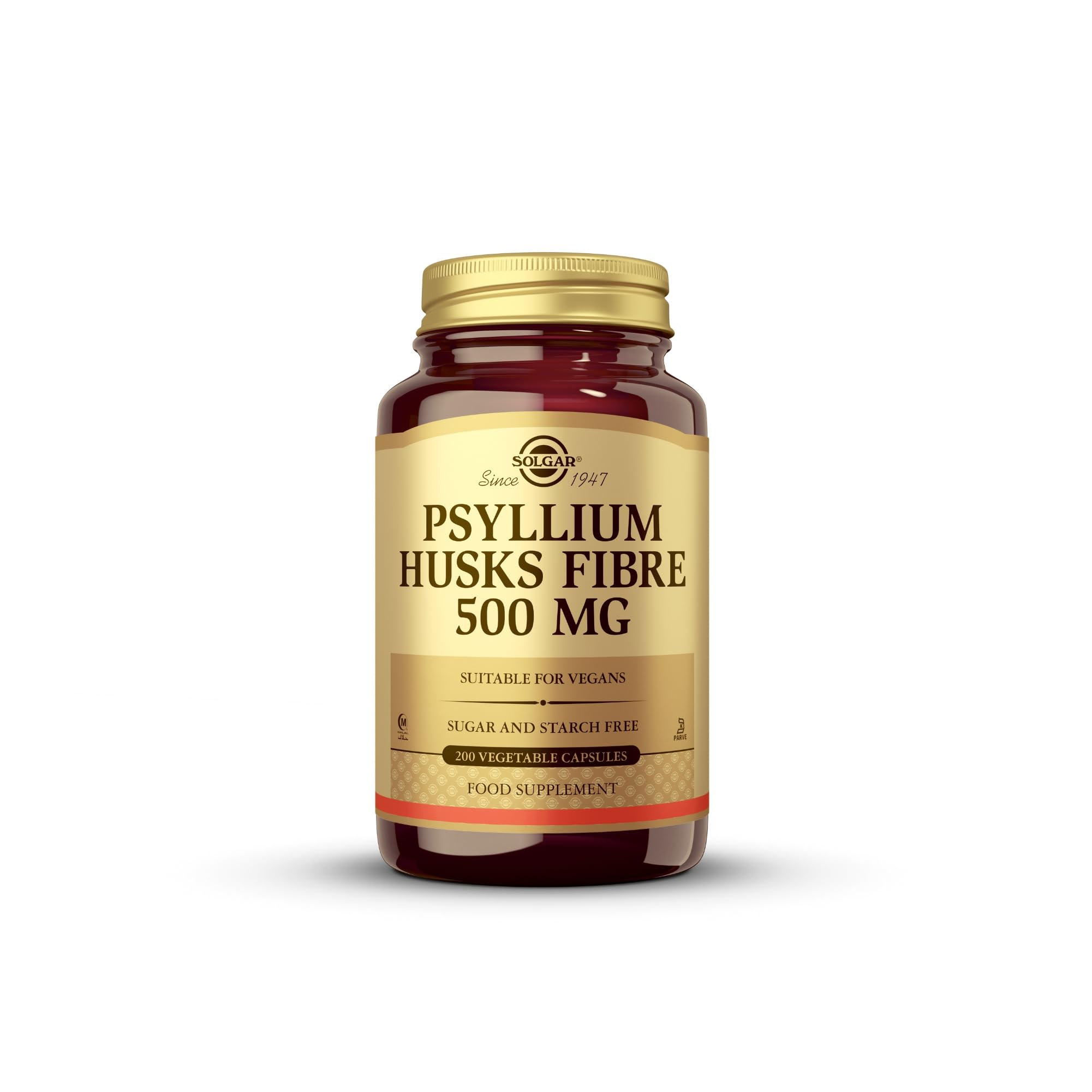 Solgar | Fibra de cáscaras de Psyllium 500 mg | Ayuda a la Digestión | 200 Cápsulas Vegetales