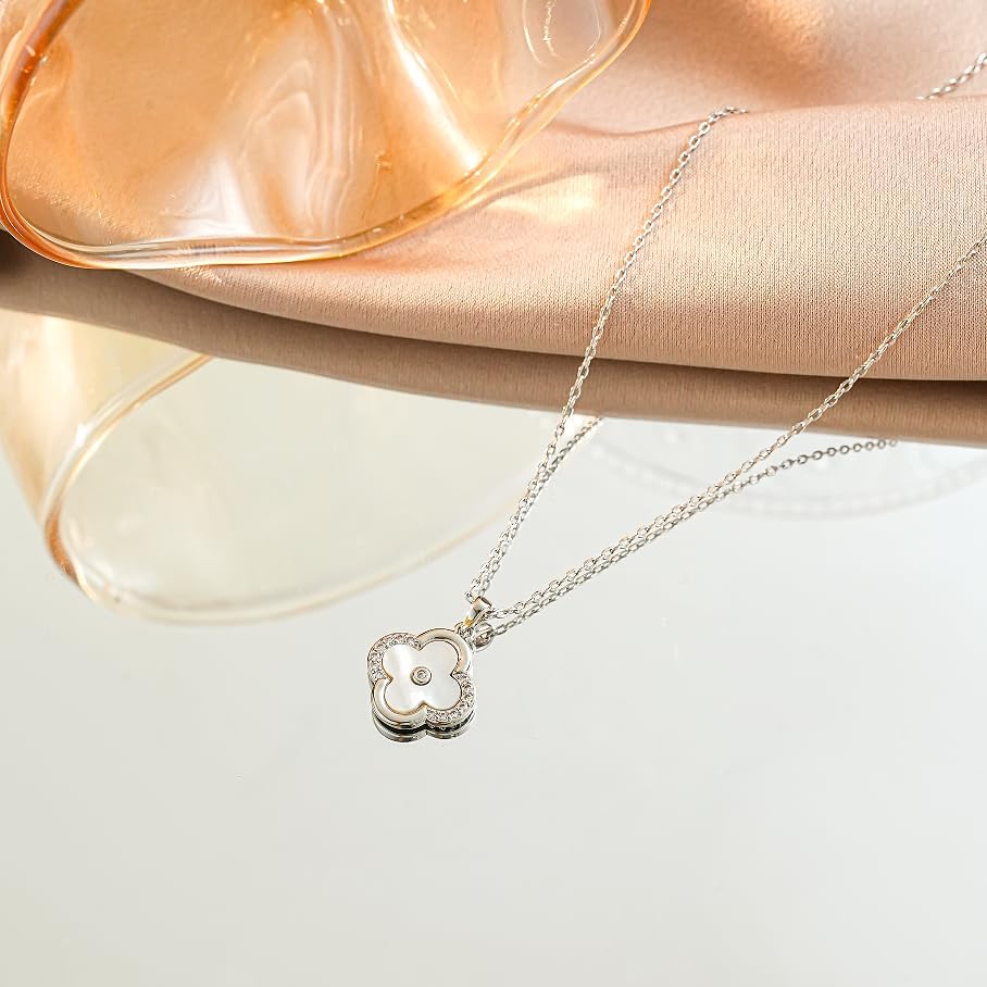 Four Leaf Clover Necklace for Women White Mother of Pearl Necklace Trendy Lucky Clover Pendant Necklace with Gift Box - Image 5