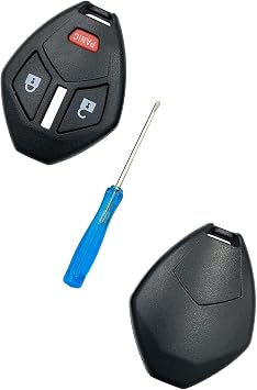 Cutting Not Required - Replacement Keyless Entry Remote Key Fob Shell Case fits Mitsubishi Eclipse Endeavor Galant Lancer Outlander Key Fob Cover 3 Button 1 Pcs