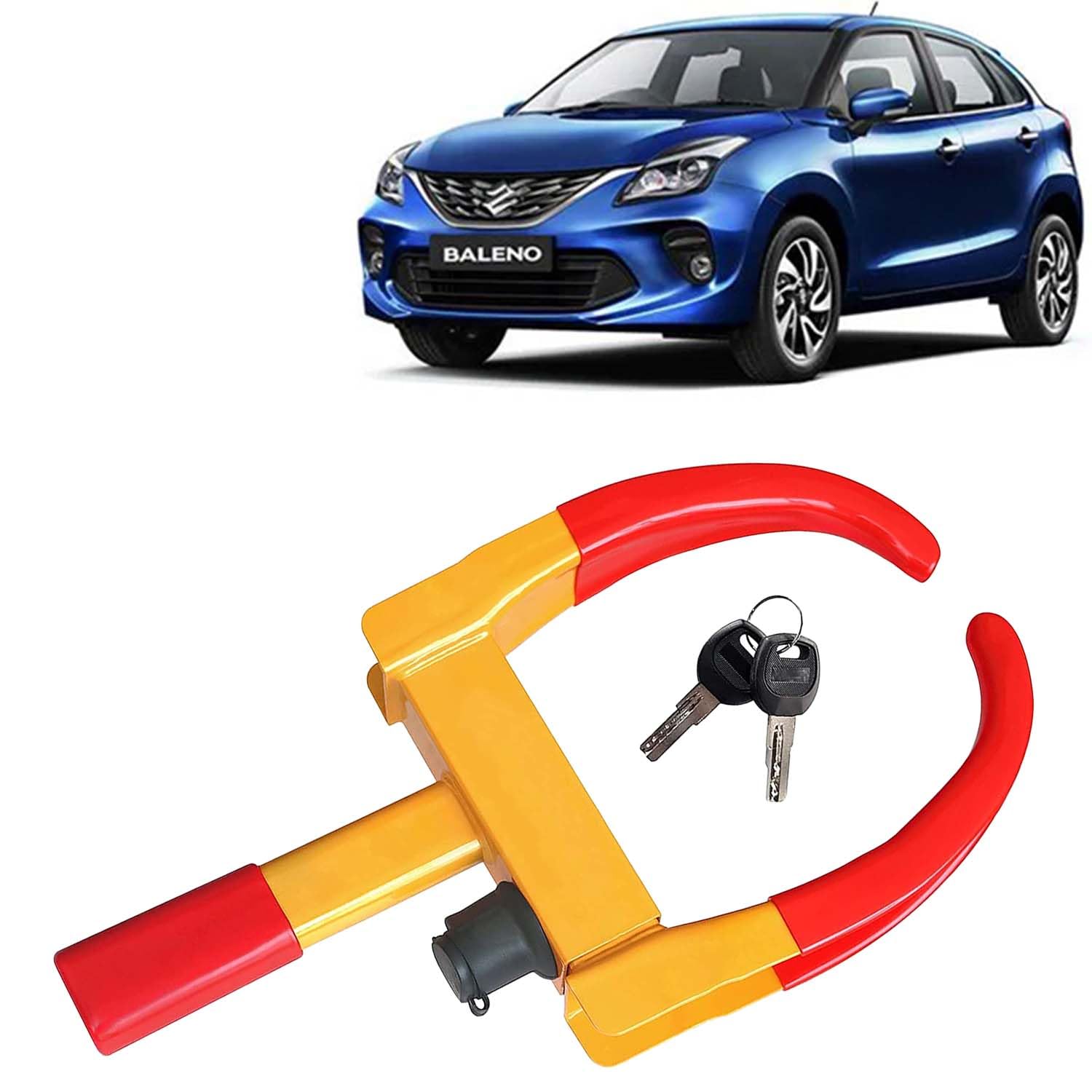 Cosmogear Heavy Duty Anti Theft Wheel Lock with Two Keys Universal Use