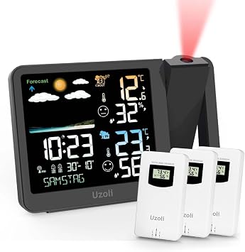 uzoli Projection Alarm Clock Weather Station with Wireless Remote Sensor *3