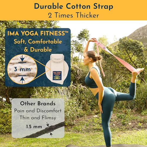 Adaptive Yoga Strap, Stretching Strap, 2 Inches Wide, 100% Naturally Soft Cotton, Steel D-Rings, Includes Natural Cotton Drawstring Storage Pouch and Instructional E-Book - Image 5