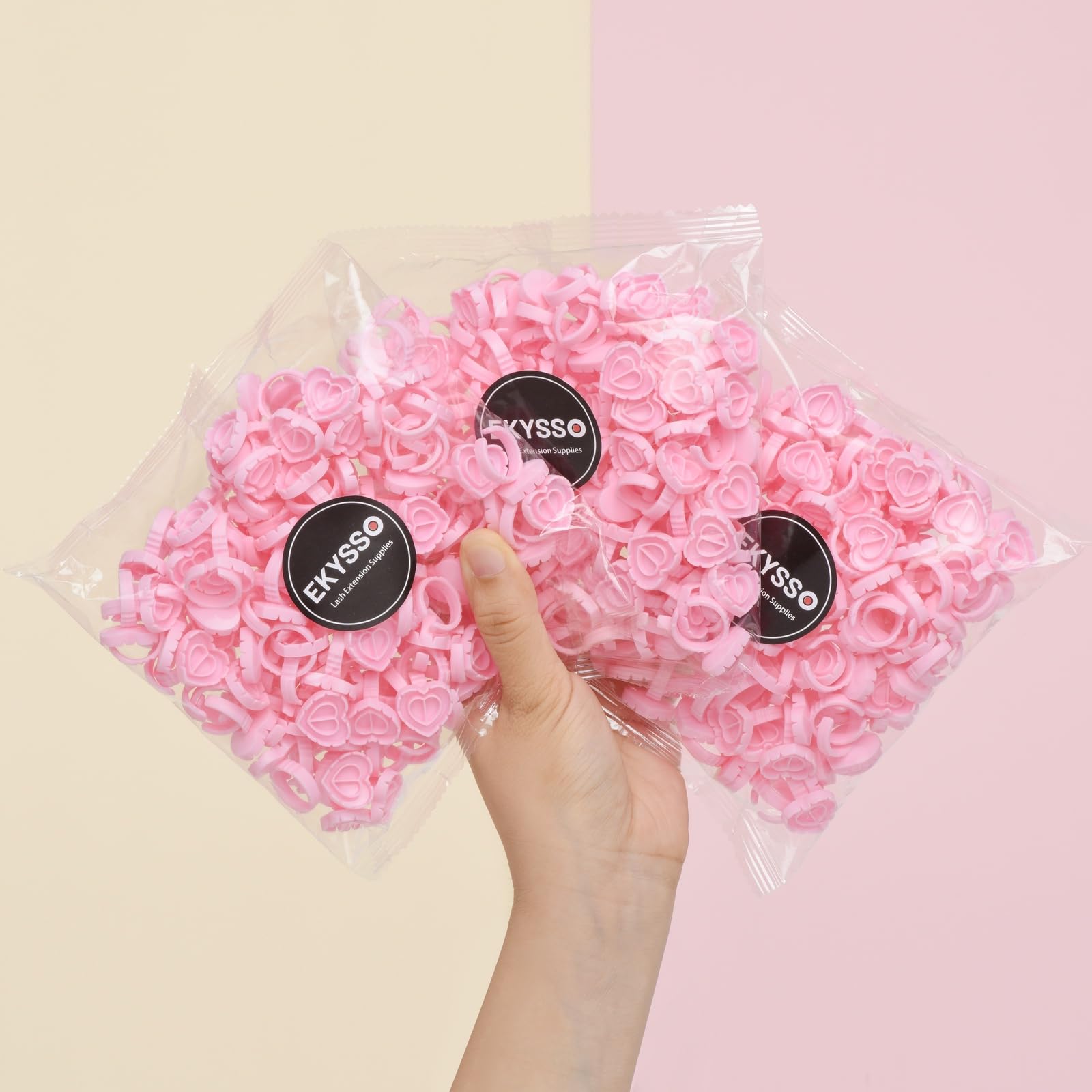 EKYSSO 300PCS Glue Rings for Lash Extension Supplies, Lash Glue Ring for Eyelash Extension, Volume Fanning Cup for Eyelash Supplies