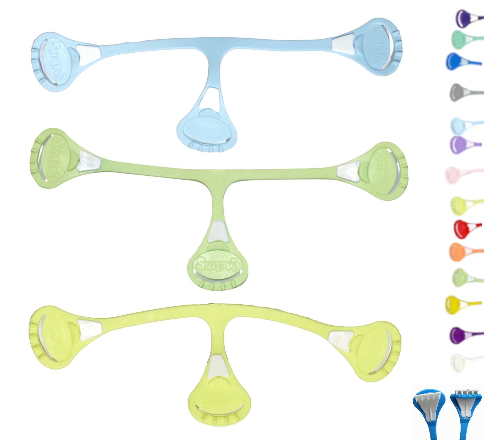Snappi Lot de 3 pinces à couches pour langes en tissu (bleu clair/vert clair/jaune clair, 1 : jusqu'à 18 mois)