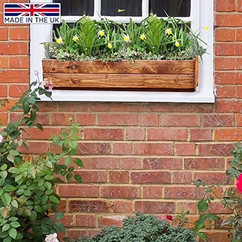Hortico Set of 2 Wooden Garden Planters | Window Box | Decking Planters | Rectangular Plant Pots Outdoor | Fully Assembled H15 L76 W23 cm, 24.5L, Made in the UK - Image 6