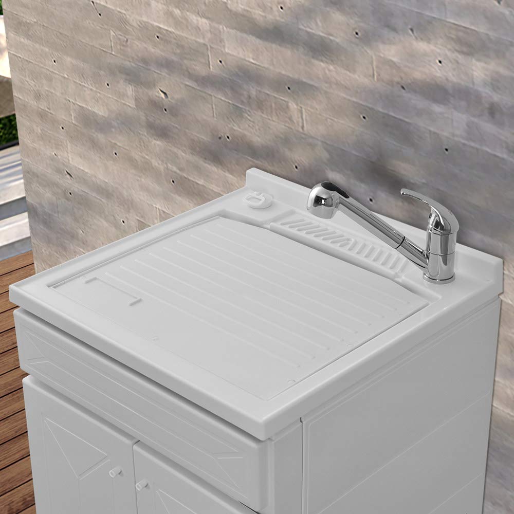 Mobile lavatoio in Resina, ideale per esterni e interni, 45x50-50x50-45x60-60x50-60x60, COMPLETO di asse lavaggio e kit sifone + piletta (60x60)