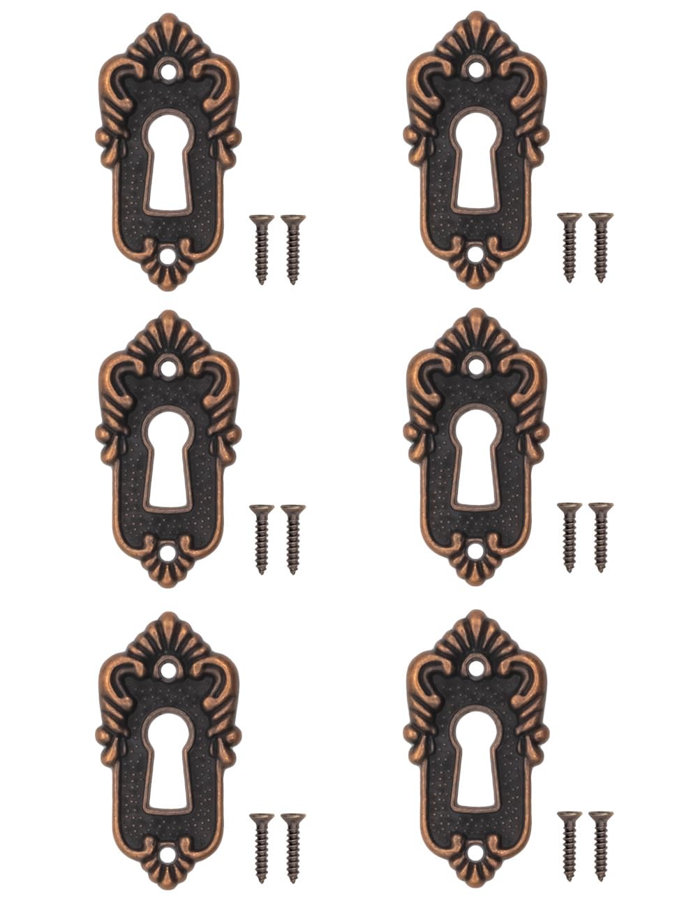 FUXXER® Set of 6 Antique Key Signs and Lock Rosettes, Vintage Copper Design, 45 x 23 mm - Image 2