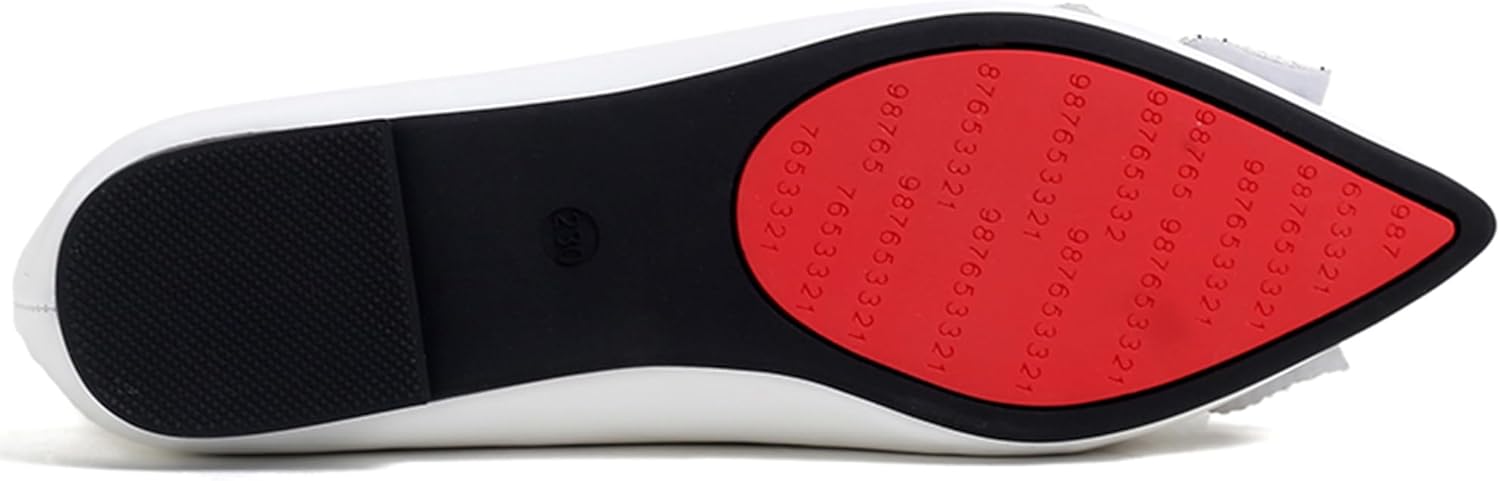 Leather Ballet Flats for Women Bling Rhinestone Fashionable Pointed Slip on Comfort Breathable Wedding Flats Shoes for Women Dress Shoes - Image 6