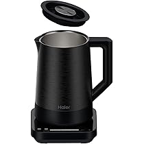 Haier Bollitore I-Master Serie 5, Acciaio inox, Capacità 1,7 L, 7 livelli di temperatura 40-100, Funzione Keep Warm, Bollitura per tazza singola, 2000 W (Nero)