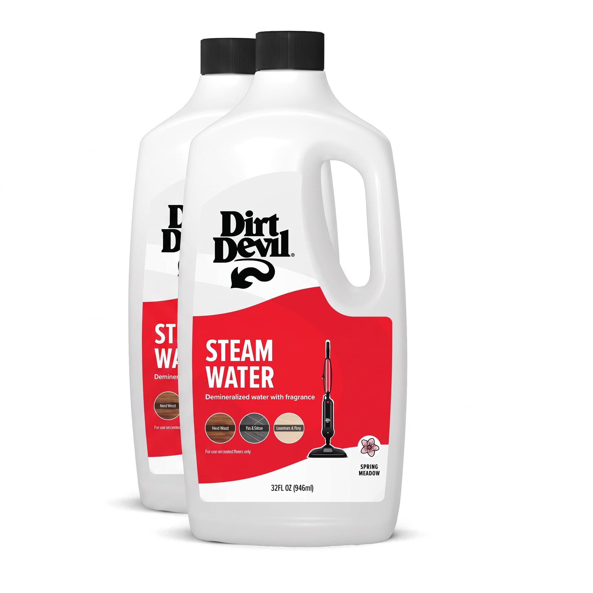 Dirt Devil 32 oz Steam Water, For Sealed Hard Surfaces, Compatible with Steam Mops, Demineralized Scented Water, AD31401 (Pack of 2)