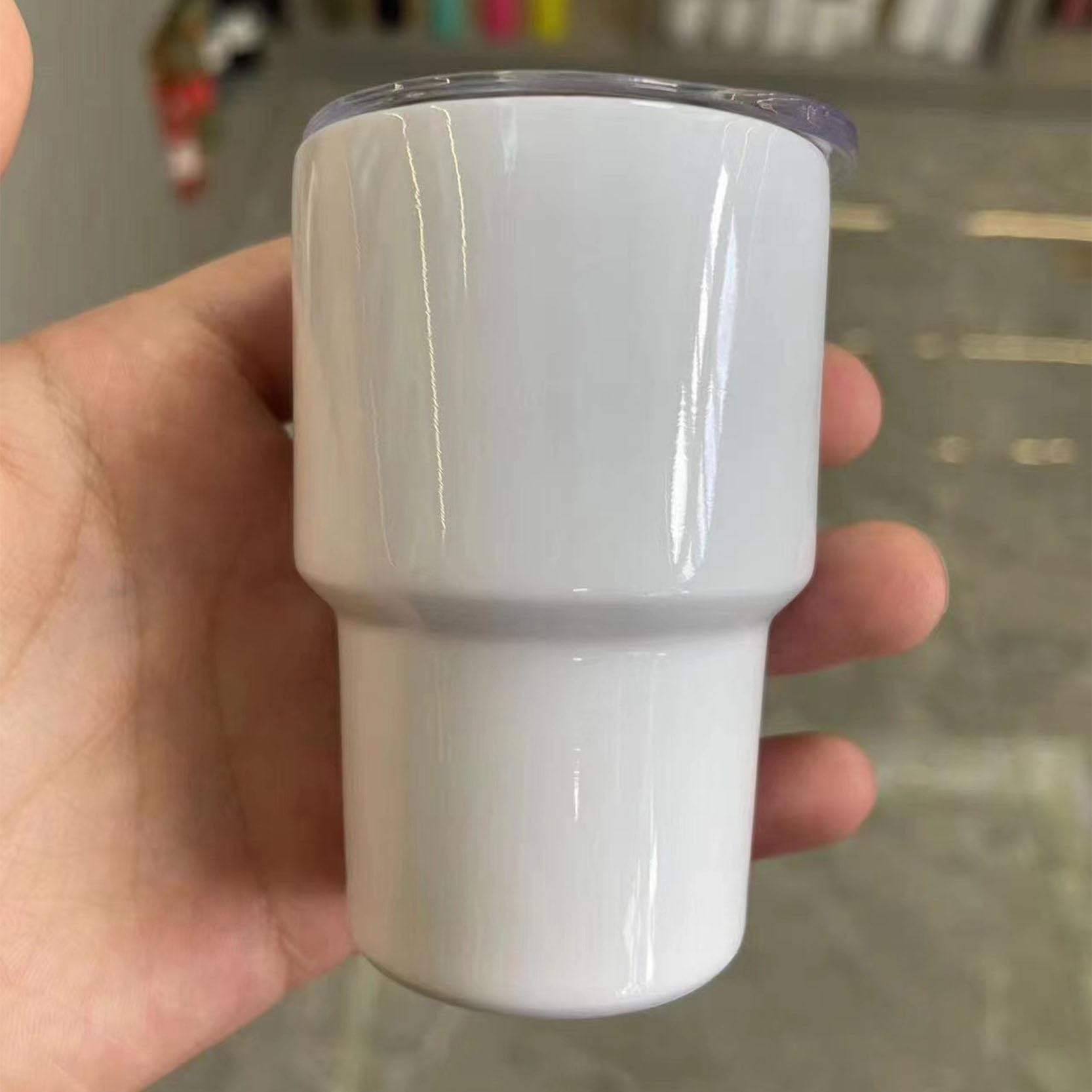 Paquet de 6 Verres à Shot avec Couvercle et Paille, Mini Verres à Shot à Double paroi par Sublimation de 2 oz, Petits gobelets en Acier Inoxydable,Orange-2oz