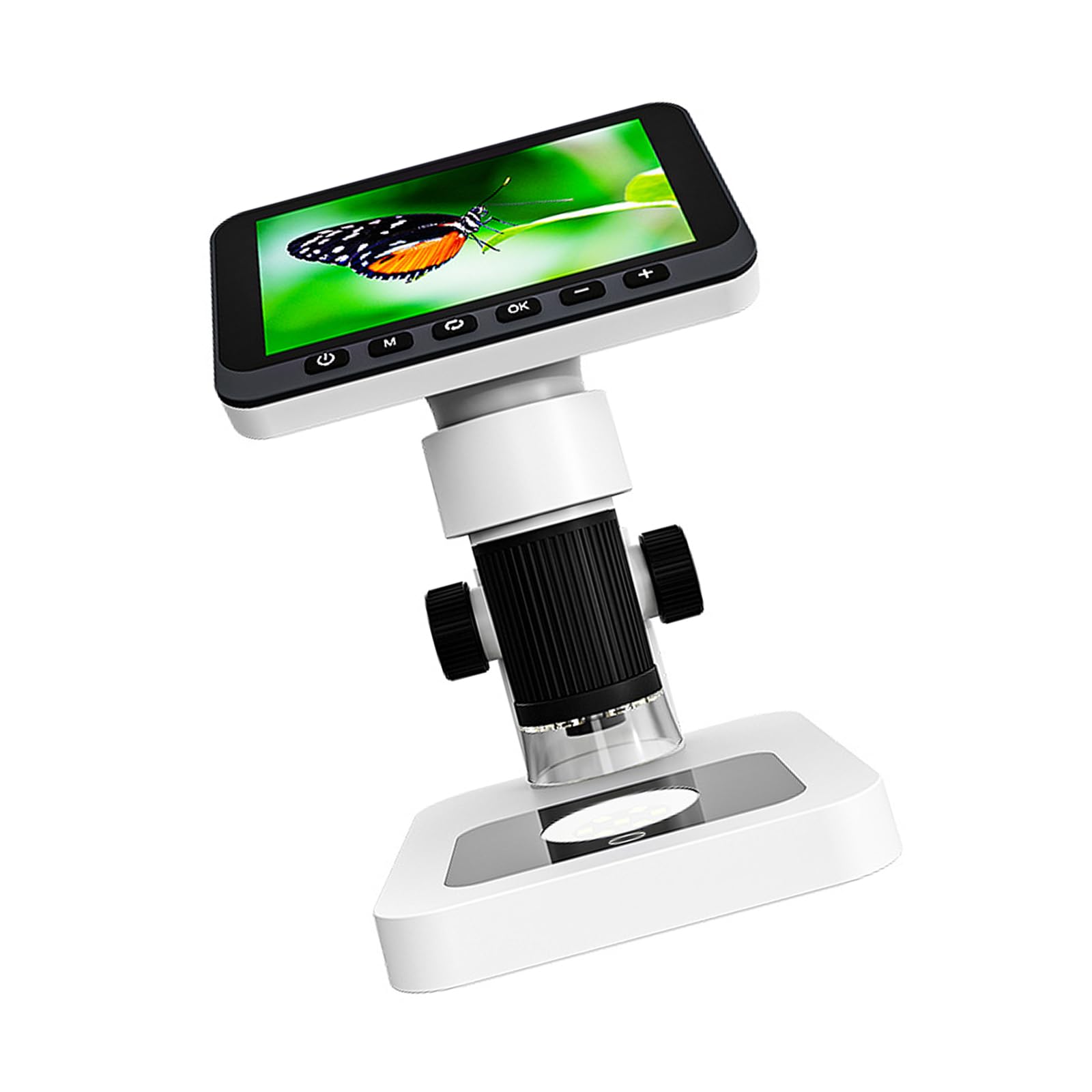 Kaeltsyn White And Black Educational Kids Microscope Highlighting 1000X Magnification 4.5 Inch Screen 1080P 720P Camera And Led Lighting For Juvenile Scientists Science Set