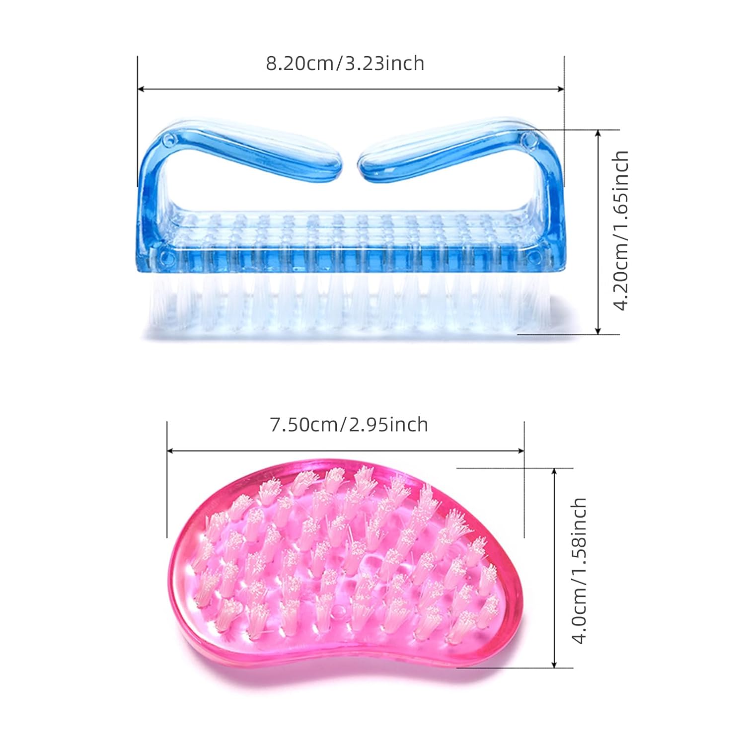 4Pcs Nail Brushes for Cleaning Fingernails, Ergonomic Handle Nail Scrubber Brush Set, Manicure Pedicure Tools for Hand, Toenail & Foot, Dual Use for Men Women