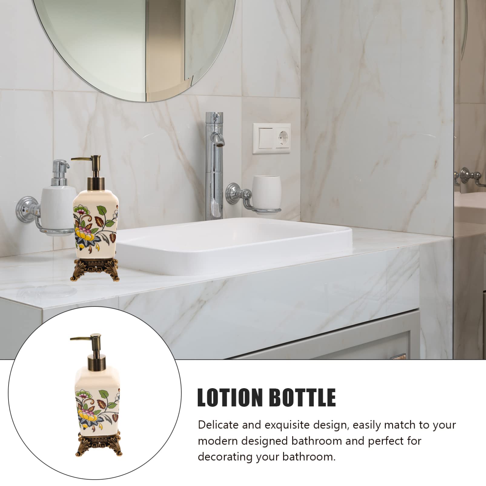 Cabilock Bottiglia Di Lozione Vintage Bottiglia Con Pompa in Schiuma Distributore Di Sapone in Porcellana Flaconi Di Shampoo Ricaricabili Ceramica Domestico Prodotti Da Bagno Viaggiare