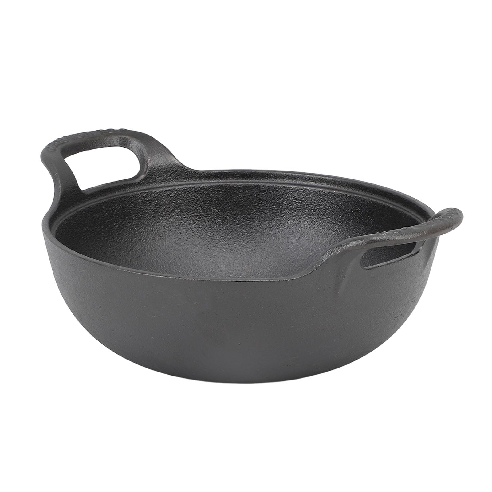 Żeliwna Patelnia Wok, 14 -calowa, Bez Kija, łatwa Gotowanie, Drewniana Pokrywka, smaż, Grillowanie, Parowanie, Głębokie Misek, Kuchenka Kuchenna (25CM)