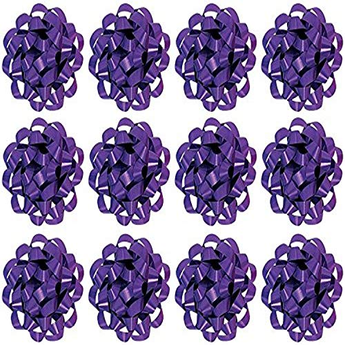 The Gift Wrap Company Decorative Confetti Gift Bows, Medium, Purple, pack of 12