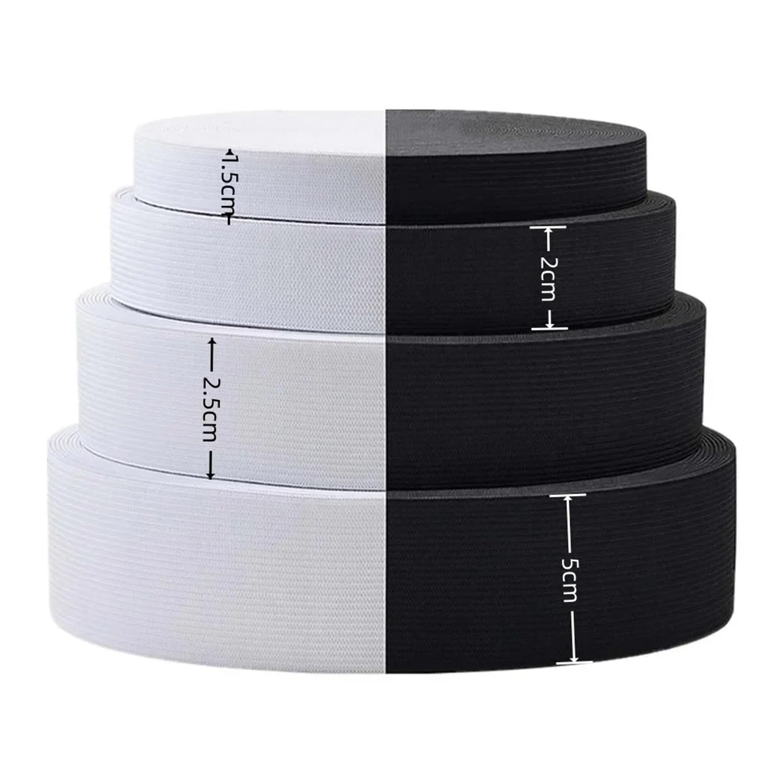 Rollo de 40 m de Bandas elásticas for Coser, for Tejer, Coser, elásticas Planas, elásticas Trenzadas Anchas, Herramientas for Manualidades Elástico para Coser(Black,50mm)