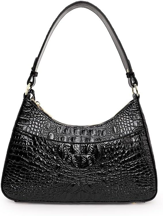 Genuine Leather Crocodile Pattern shoulder-handbags Vintage Crossbody Underarm Club Bagxin crescent bag - Image 5