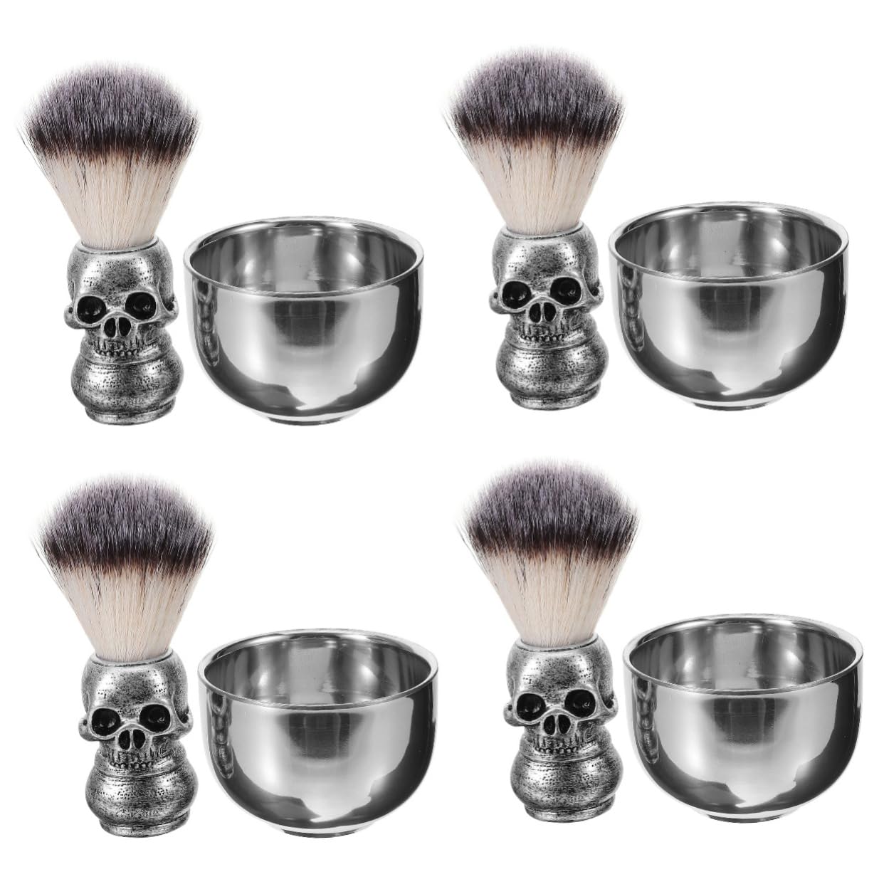 Ipetboom 4 Ensembles Ensemble D'outils De Toilettage Toilettes Homme Rasoir Gel Pour Trousse Brosse à à Raser Paysage Masculin Bol Pro Distributeur Silver Acier Inoxydable