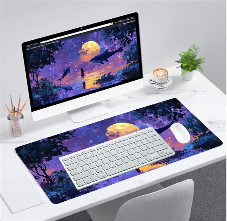 Tapis de souris gamer violet XXL, une idée cadeau bureau idéale