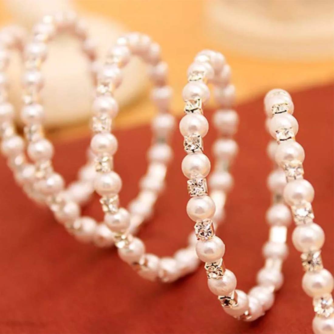 Simulated Pearl Multi-Layer Charm Bracelet