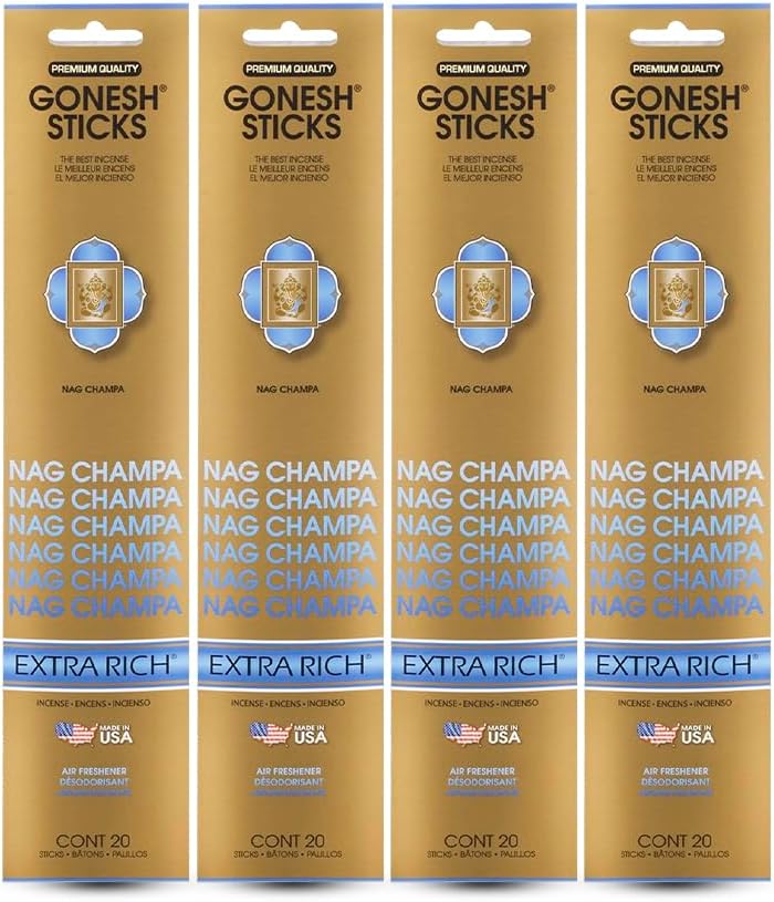 Extra Rich Scented Incense Sticks - Non-Toxic 10” Slow Burn Aromatic Sticks - Nag Champa - 80 Pack
