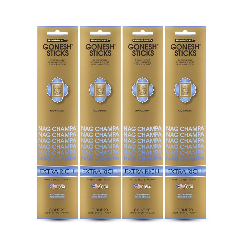 Extra Rich Scented Incense Sticks - Non-Toxic 10” Slow Burn Aromatic Sticks - Nag Champa - 80 Pack