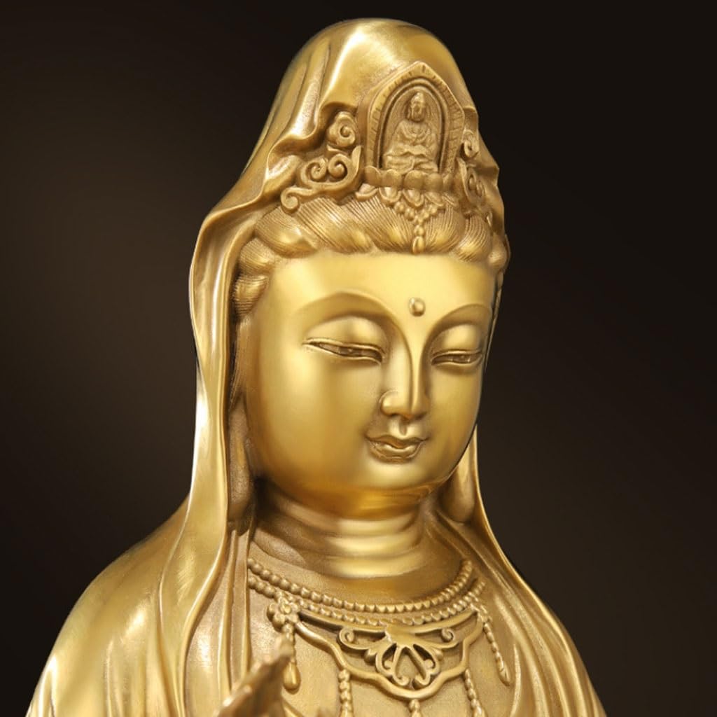 Posąg Buddy do wnętrz kult do domu mosiężny posąg Buddy Ozdoby Guanyin posąg Buddy Biuro Metalowe Ozdoby Rzemiosło Medytująca Figurka Buddy Rzeźba
