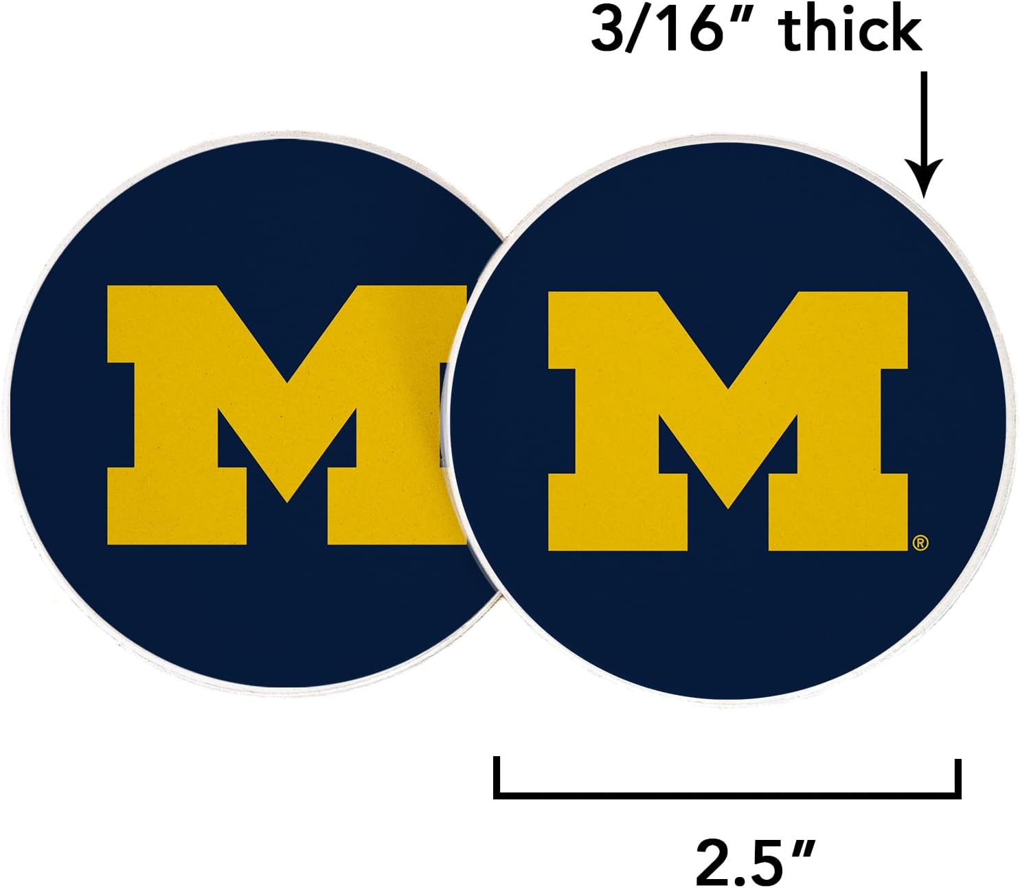 Desert Cactus University of Michigan Car Accessories UM Wolverines Absorbent Sandstone Cup Coasters Licensed Product Set of 2 (Design A) - Image 2