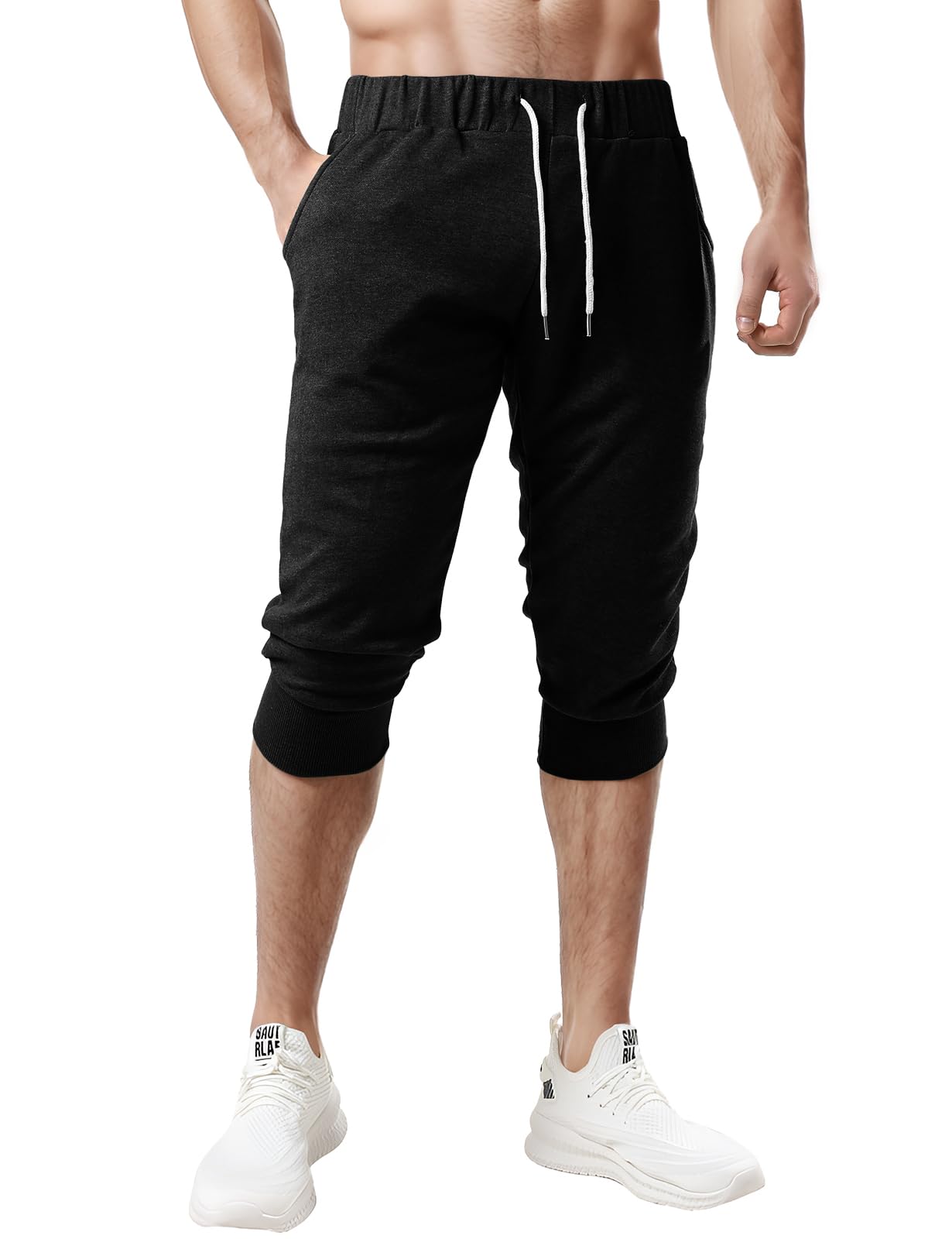 OHOO Herren-Jogginghose Slim Fit Lightweight Training Yoga Active Sweat 3/4