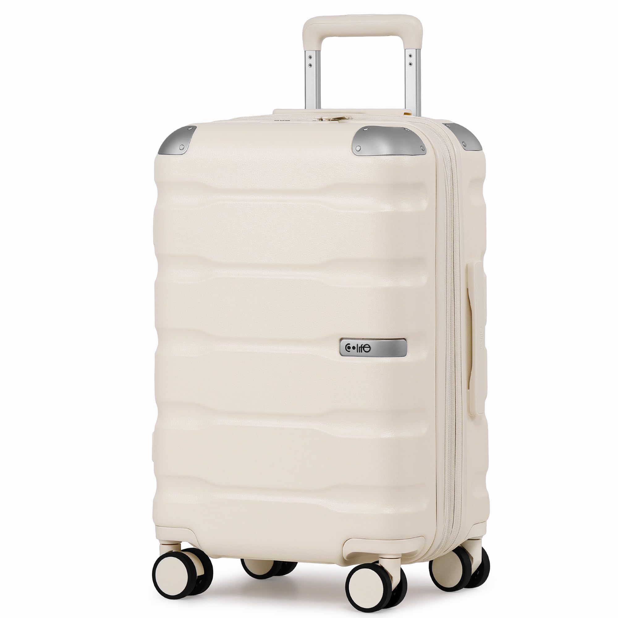 Carry On Luggage 22x14x9 Airline Approved Hardshell Suitcase,White